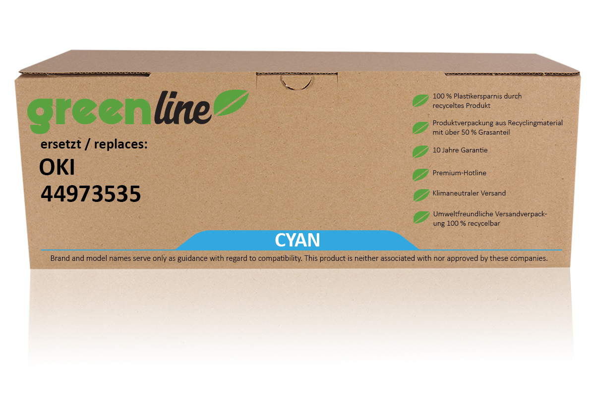 greenline remplace OKI 44973535 Cartouche toner, cyan