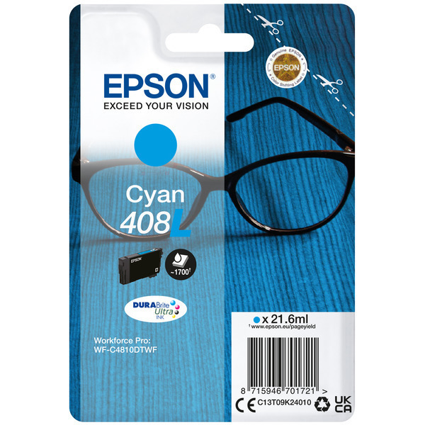 Original Epson C13T09K24010 / 408L Cartouche d'encre cyan