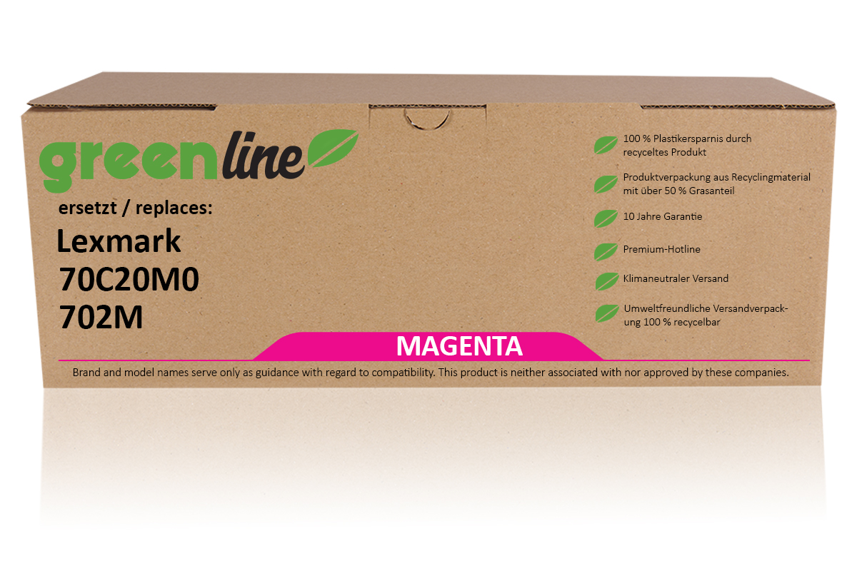 greenline remplace Lexmark 70C20M0 / 702M Cartouche toner, magenta