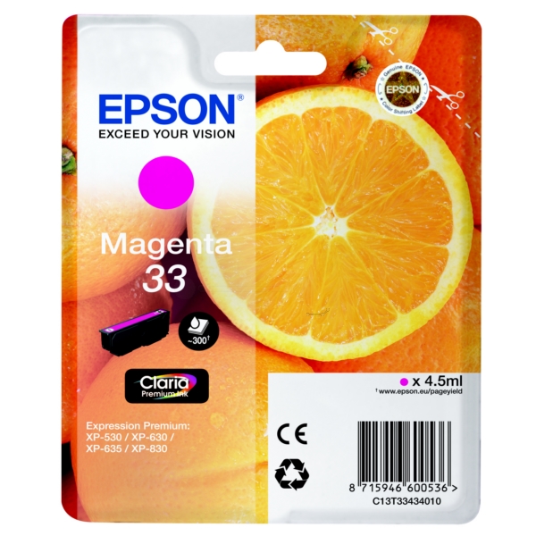 Original Epson C13T33434012 / 33 Cartouche d'encre magenta