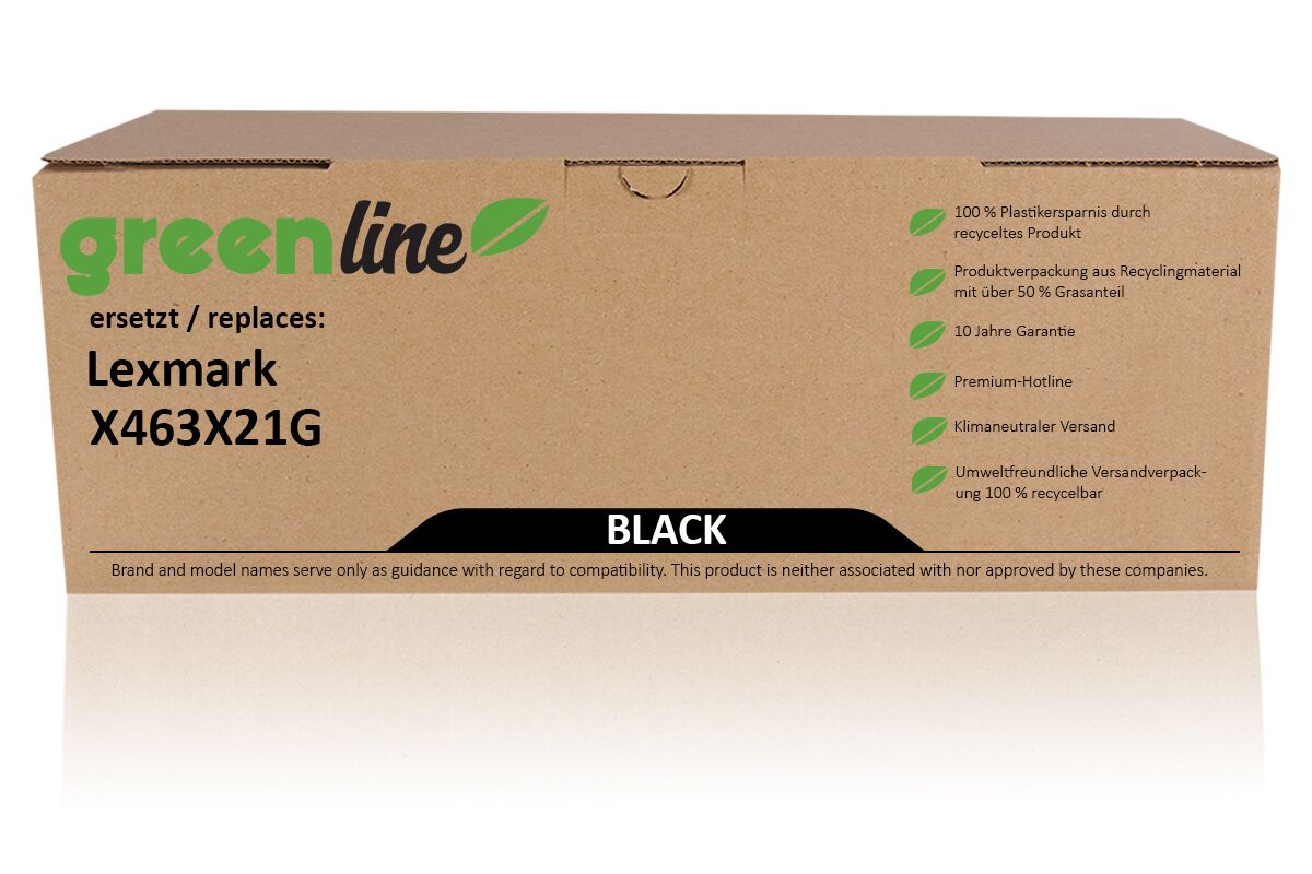 greenline remplace Lexmark X463X21G Cartouche toner, noir