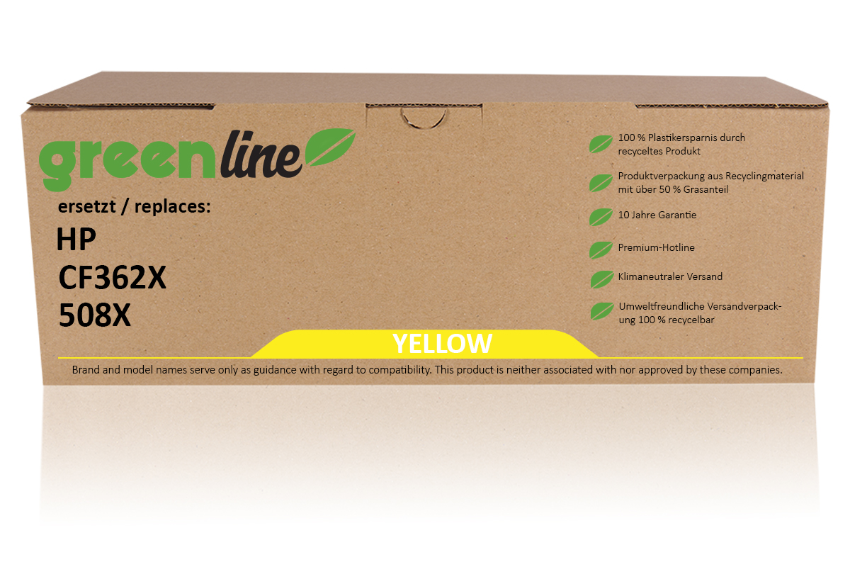 greenline remplace HP CF 362 X / 508X Cartouche toner, jaune
