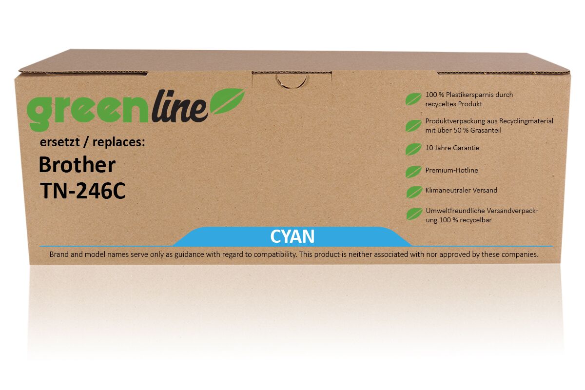greenline remplace Brother TN-242C / TN-246C Cartouche toner, cyan