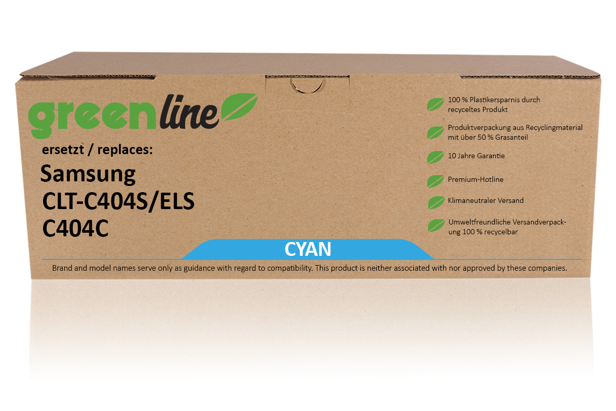 greenline remplace Samsung / HP CLT-C 404 S/ELS Cartouche toner, cyan