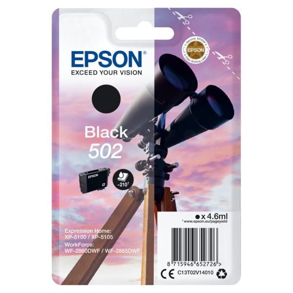 Original Epson C13T02V14010 / 502 Cartouche d'encre noire