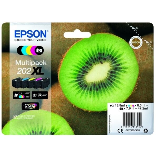 Original Epson C13T02G74010 / 202XL Cartouche d'encre Multipack