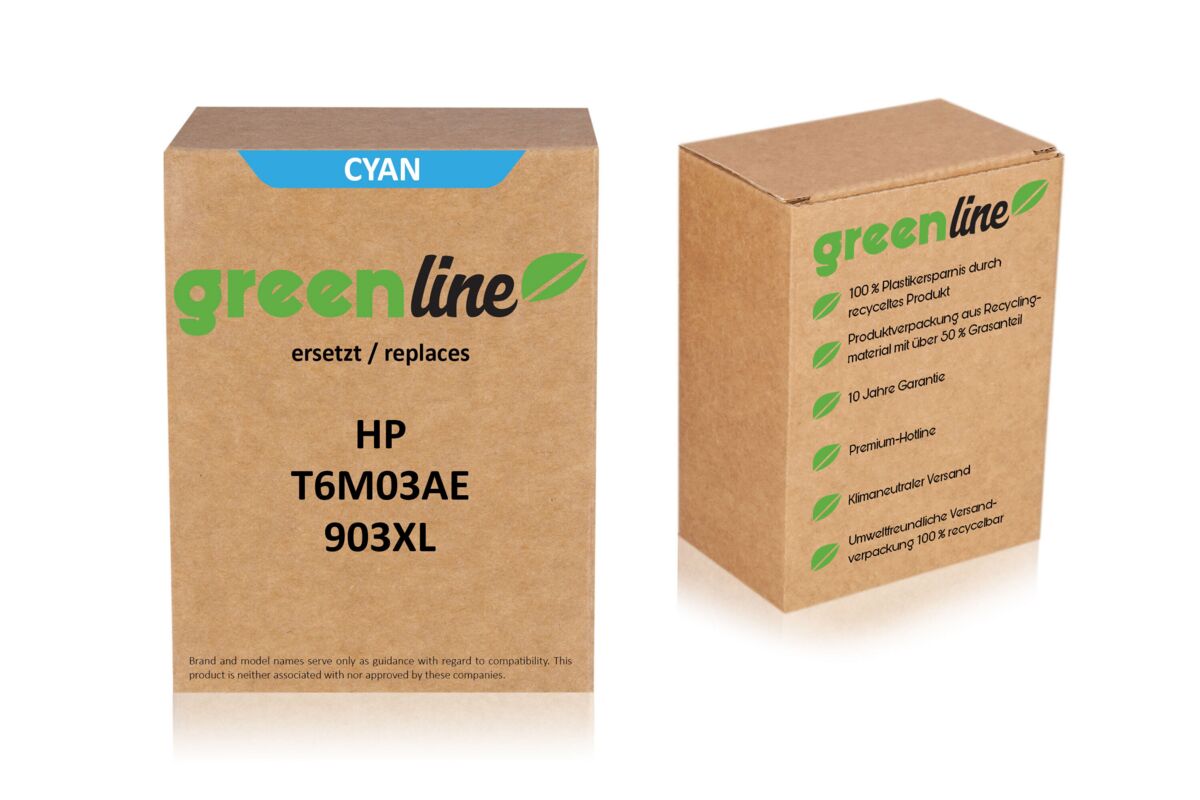 greenline remplace HP T6M03AE / 903XL Cartouche d'encre, cyan