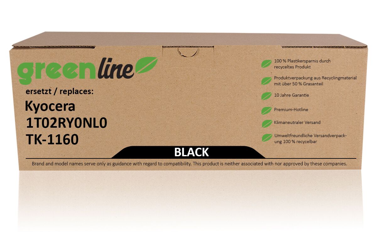 greenline remplace Kyocera 1T02RY0NL0 / TK-1160 XL Cartouche toner, noir