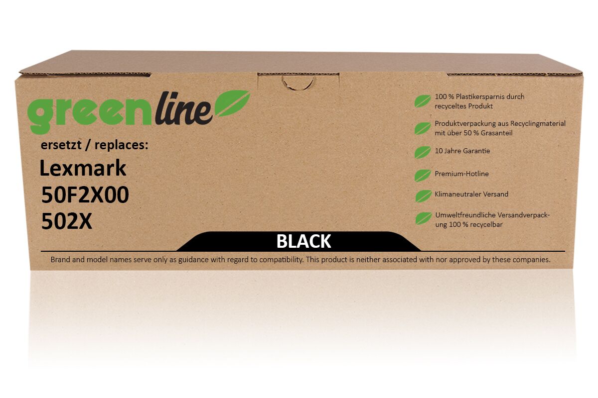 greenline remplace Lexmark 50F2X00 / 502X Cartouche toner, noir