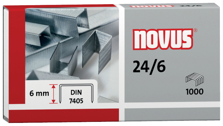 NOVUS Agrafes 24/6 DIN, 1000 pièces, galvanisées