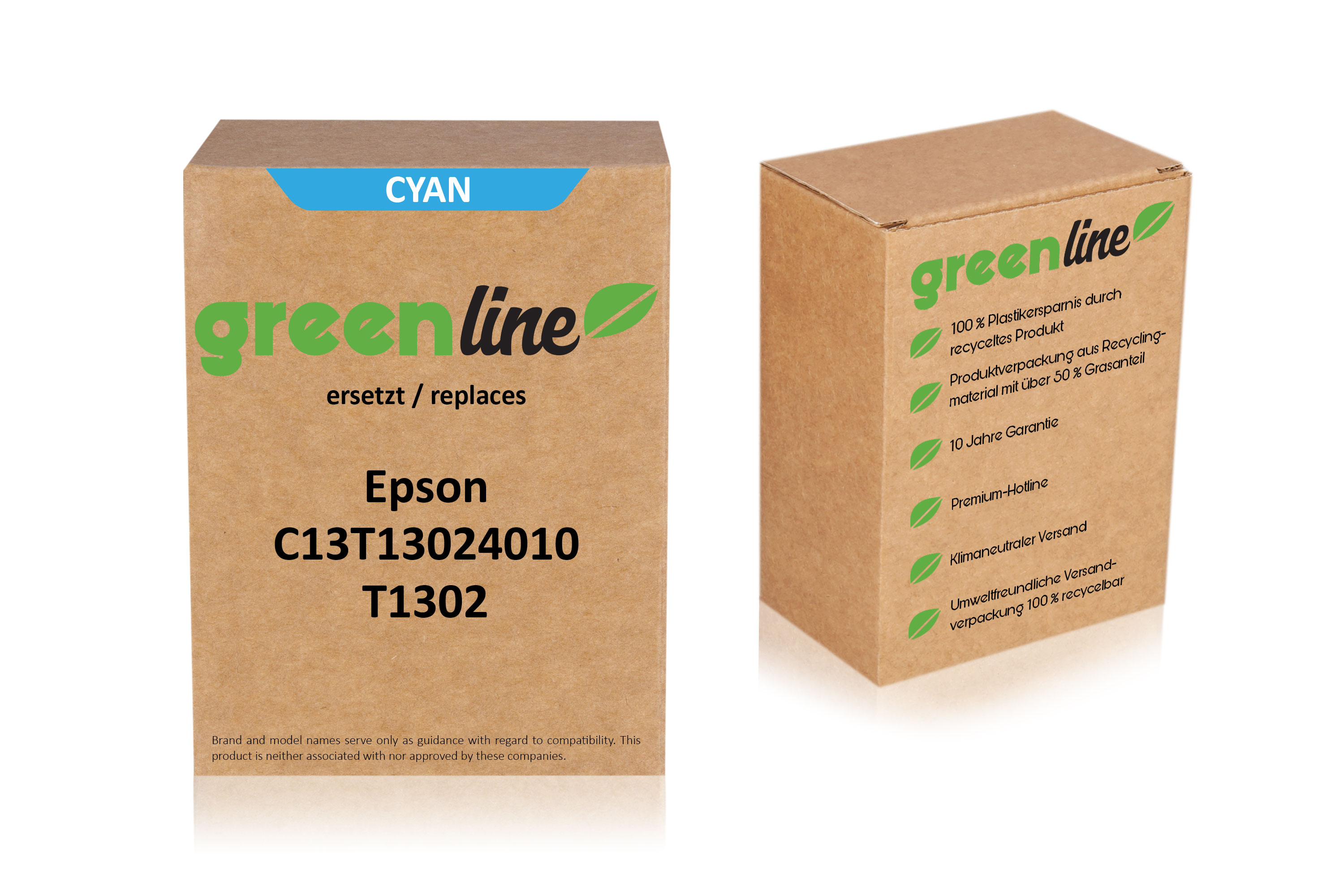 greenline remplace Epson C13T13024010 / T1302 Cartouche d'encre, cyan